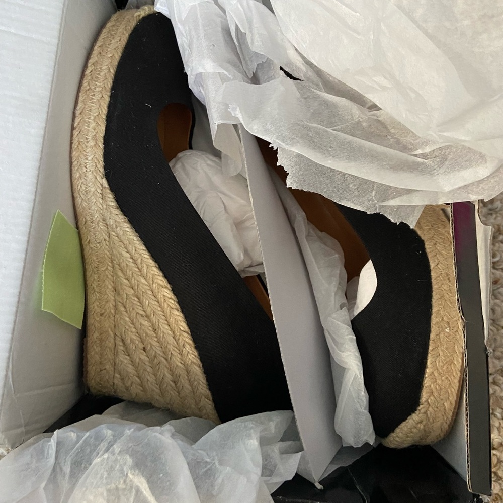 J Crew Black Wedges (size 8.5) never worn, new in box